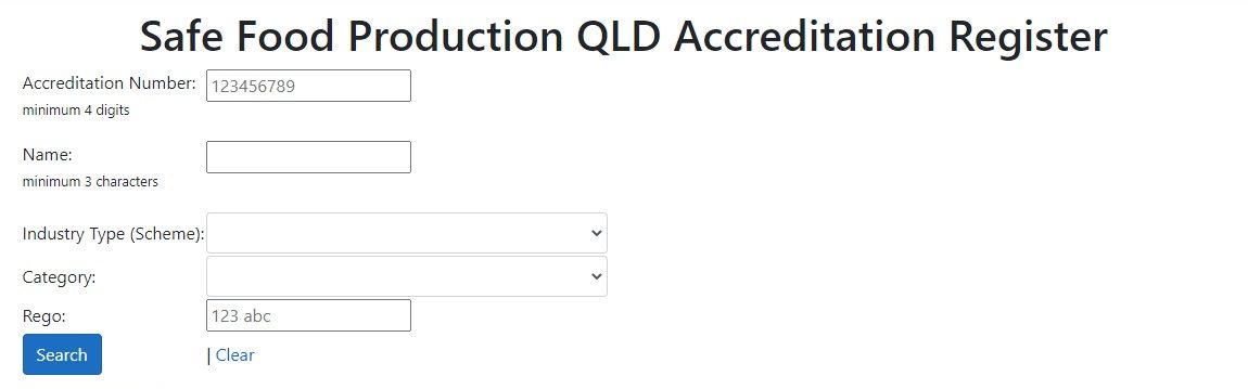 Accreditation register search